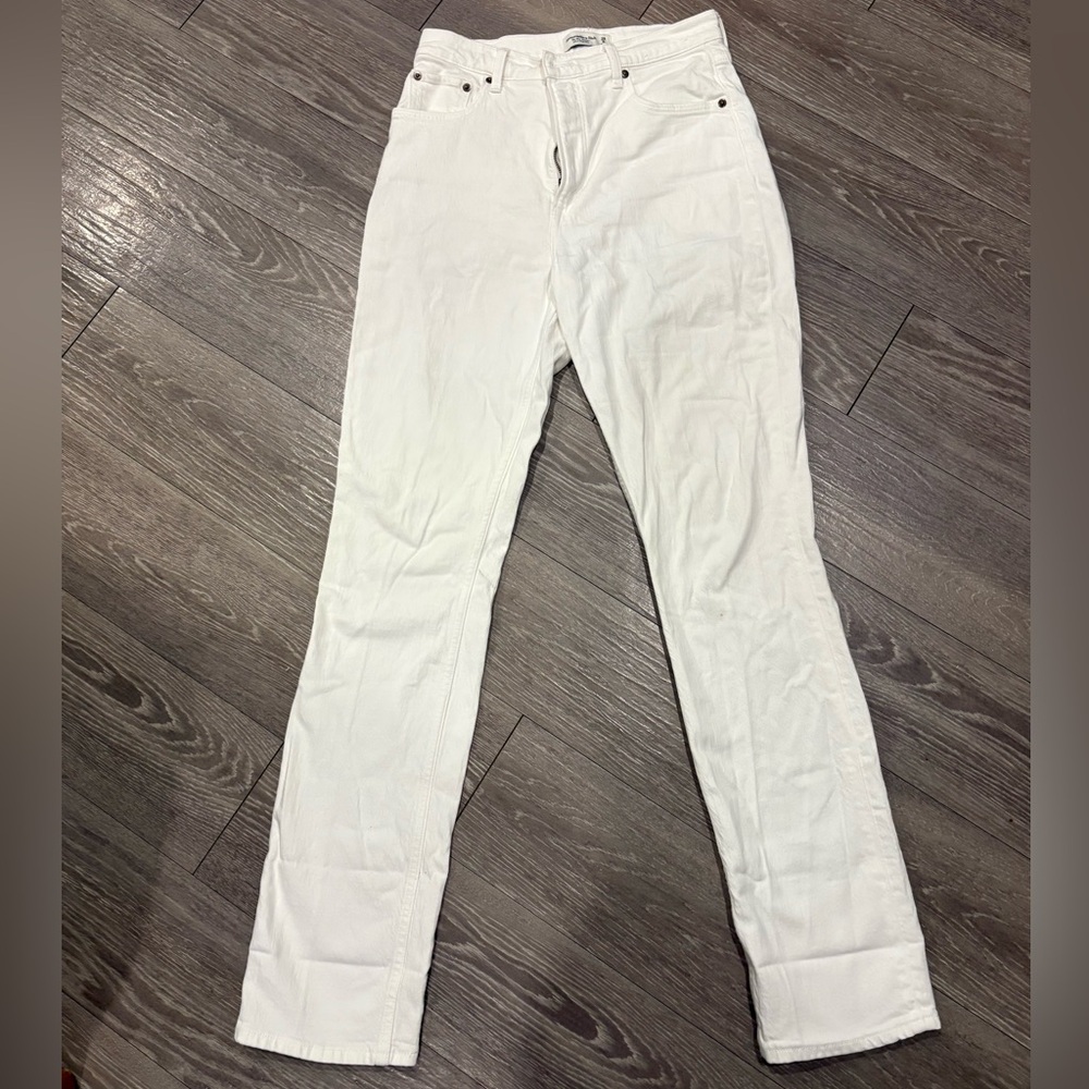 Abercrombie Slim Straight Ultra High-rise White Jeans